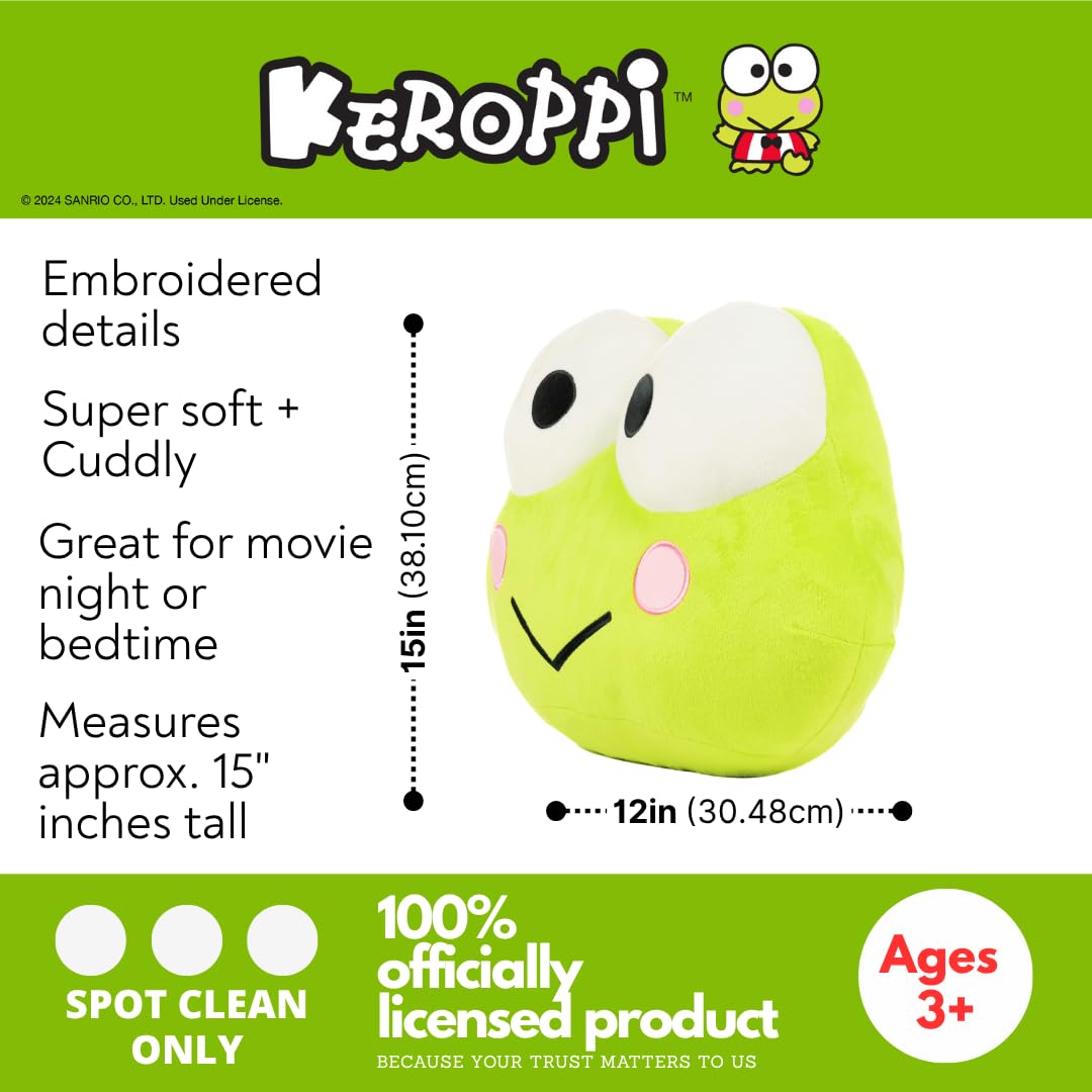 Franco Bedding Super Soft Plush Decorative Pillow, Keroppi Smiles