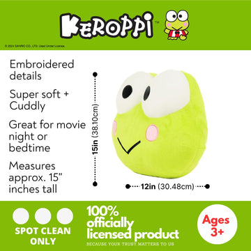Franco Bedding Super Soft Plush Decorative Pillow, Keroppi Smiles