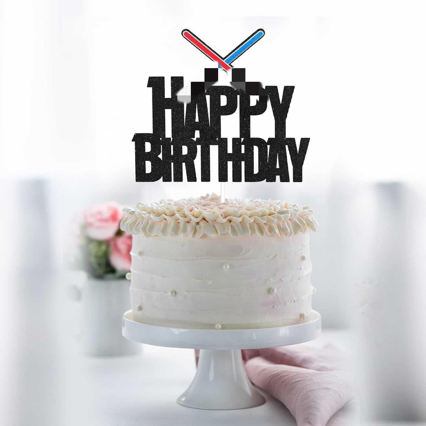 Laser Sword Happy Birthday Cake Topper - Space Themed Happy Birthday Cake Topper - Glowing Sword Birthday Party Decorations For Boys