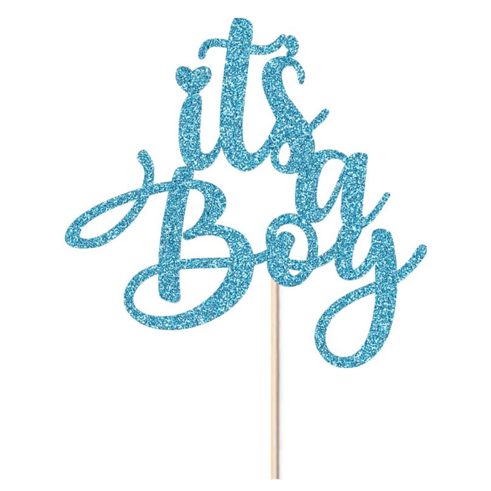 Sleyberoy Blue Glitter It's a Boy Cake Topper