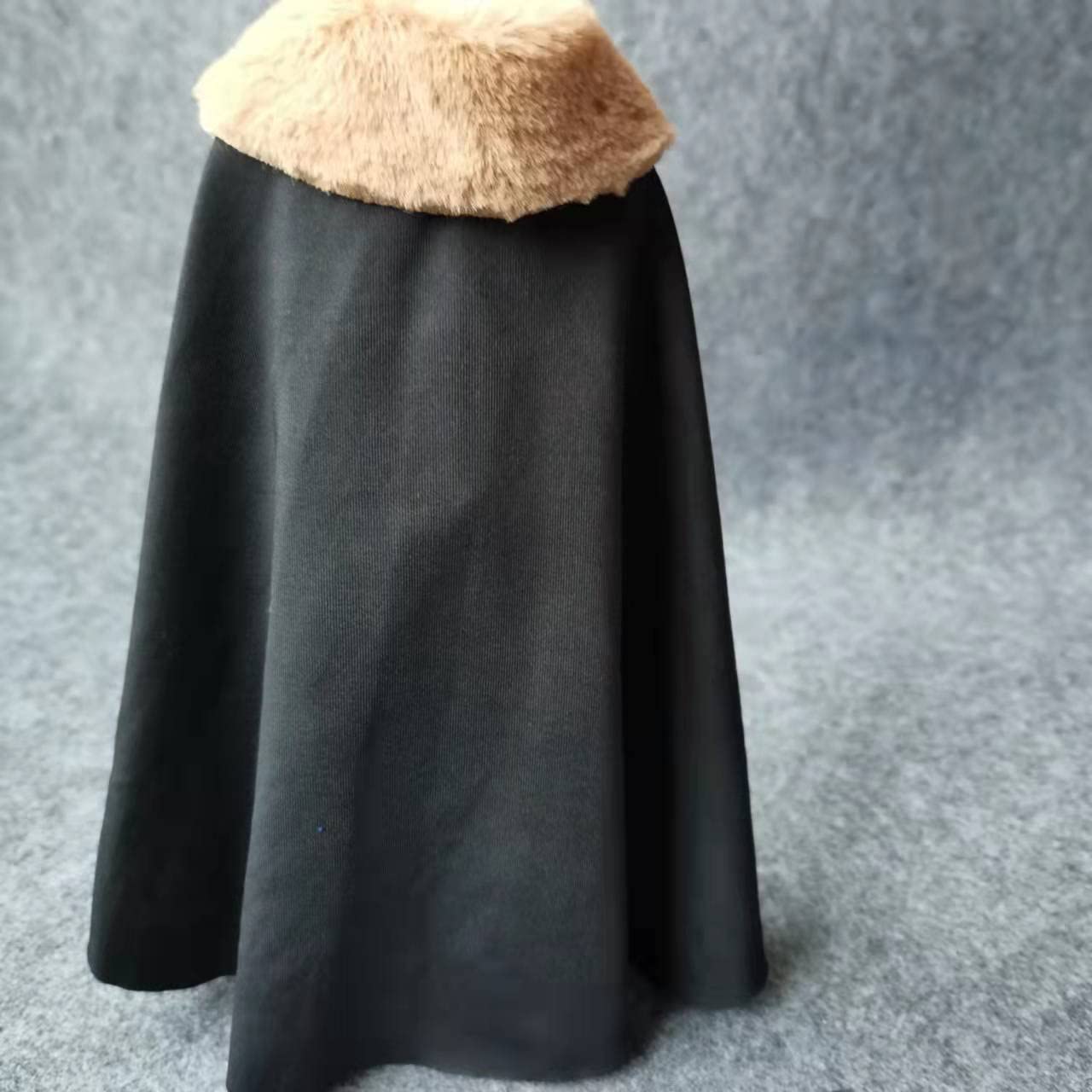 1:6 Scale Medival Knights Soldier Cloak for 12" Female Male Body Action Figure Clothes (Black Brown Collar)
