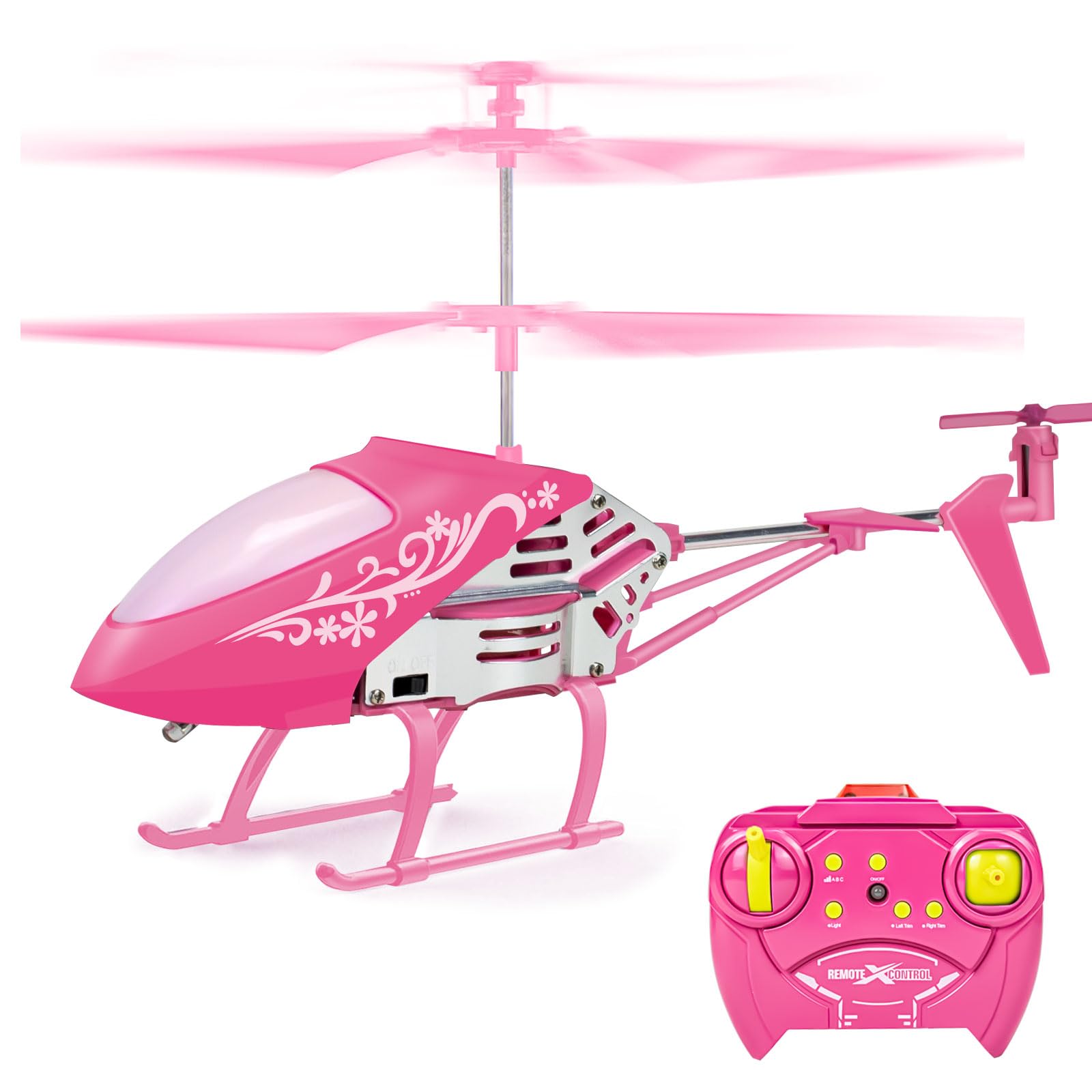 QUANA Rc Helicopter, Pink Remote Control Helicopter for Kids Girls Ages 8+