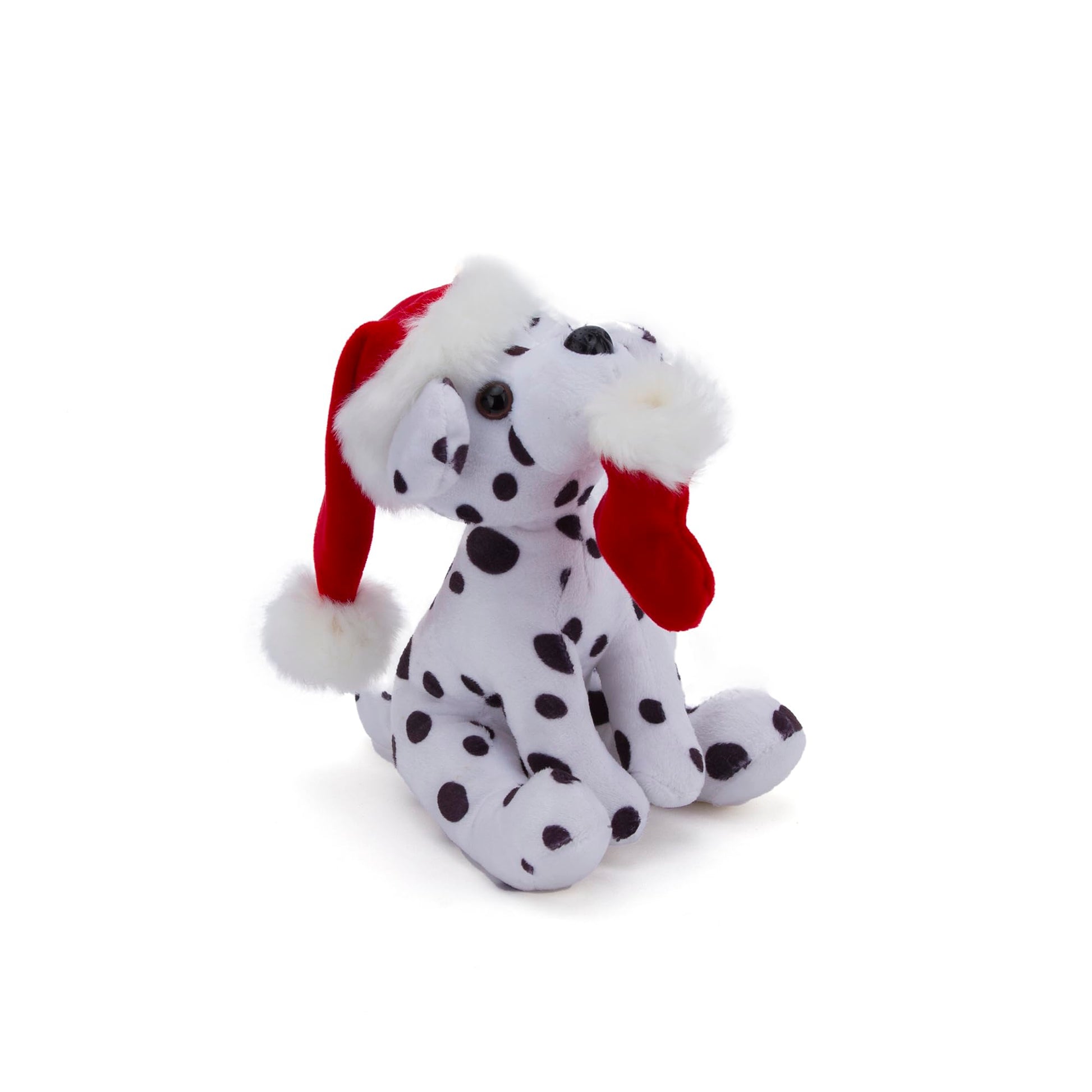 Plushland Xmas Pawpal with Santa Hat Stuffed Animals Plush Puppet Dog 8 Inches for Kids - A Perfect Christmas Day Gift on This Holiday for Babies