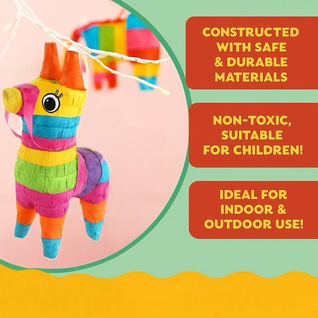 GIFTEXPRESS 6 Pack Mini Donkey Pinatas 7.5x5.5", Rainbow Party Decoration for Cinco De Mayo, Pinatas for Fiestas, Taco, Llama Birthday, Carnival