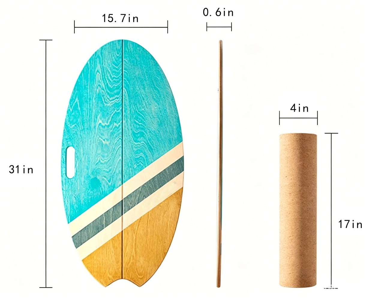 Balance Board Indoor Surfboard Surf Style Home Fitness with Wheel for Exercise, Athletic Training and Board Sports - Fun Workout Equipment