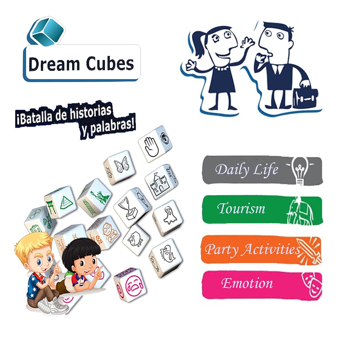Happy Story 18 Cubes Bundle Sets Roll Cubes - A Happy Trip and Challenge of Words and Stories, 4 Models dice 108 Images Unlimited Stories Combination