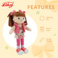 Linzy 15" Little Sweet Hearts Molly Doll, My First Doll Plush Rag Doll for Girls - Soft Baby Doll with Braided Pigtails & Bows, Washable Sensory Cloth