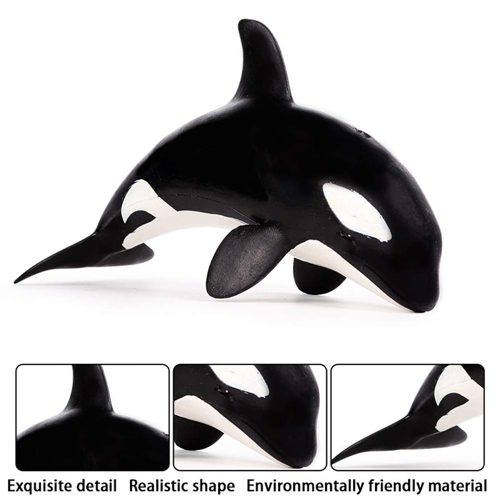 FLORMOON Animal Figures Realistic Little Killer Whale Plastic Early Educational Toys Cupcake Topper Party Gift for Kids 2+ Year Old