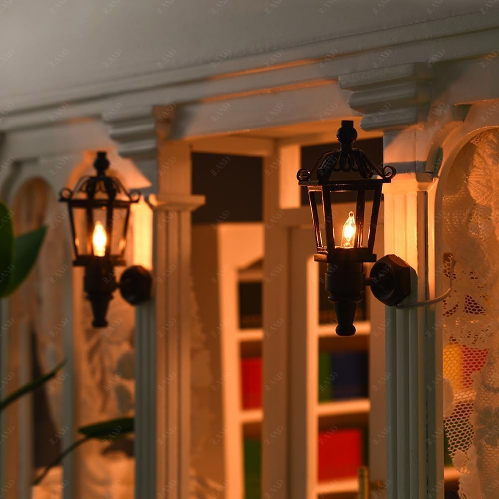 iLAND Dollhouse Accessories of Dollhouse Lights Metal Black Wall Light w/Plug, Exquisite Miniature Wall Lamp Mini House Lighting Decor Fits 1/12 Scale