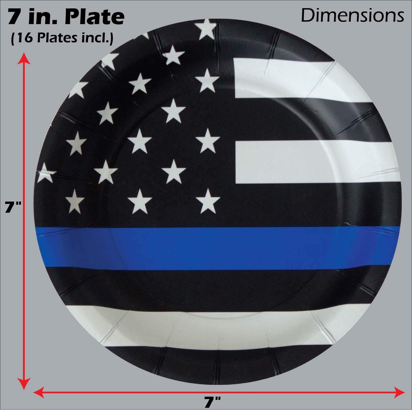Police-Thin Blue Line Party for 16 guests! Includes 16 ea. 7” Plates and Napkins in the Official Thin Blue Line Flag Pattern. by Havercamp