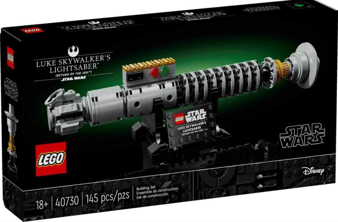 LEGO Star Wars Luke Skywalker's Lightsaber, Return of The Jedi Collectible Model Set 40730, 145 Pieces, Display Stand, Ages 18+