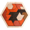 Skrtuan Wooden Puzzle Hexagon Tangram Puzzle for Kids Adults Brain Teasers Puzzles Game Challenge Toy Shape Pattern Block Tangram Family Portable