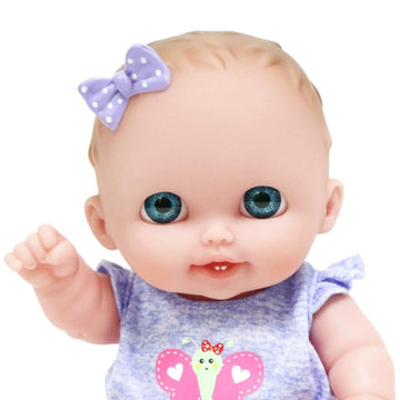 Lil Cutesies 8.5" All Vinyl Baby Doll | Posable and Washable | Removable Outfit | Lulu- Blue Eyes | JC Toys |Ages 2+