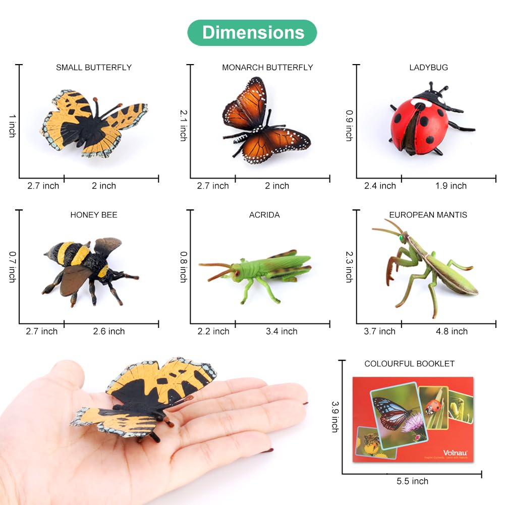 Bug Toys Figurines VOLNAU 12PCS Insect Animal Figures for Kids Toddlers Christmas Gifts Decorations Educational Bee Beetle Mantis Spider Ladybug