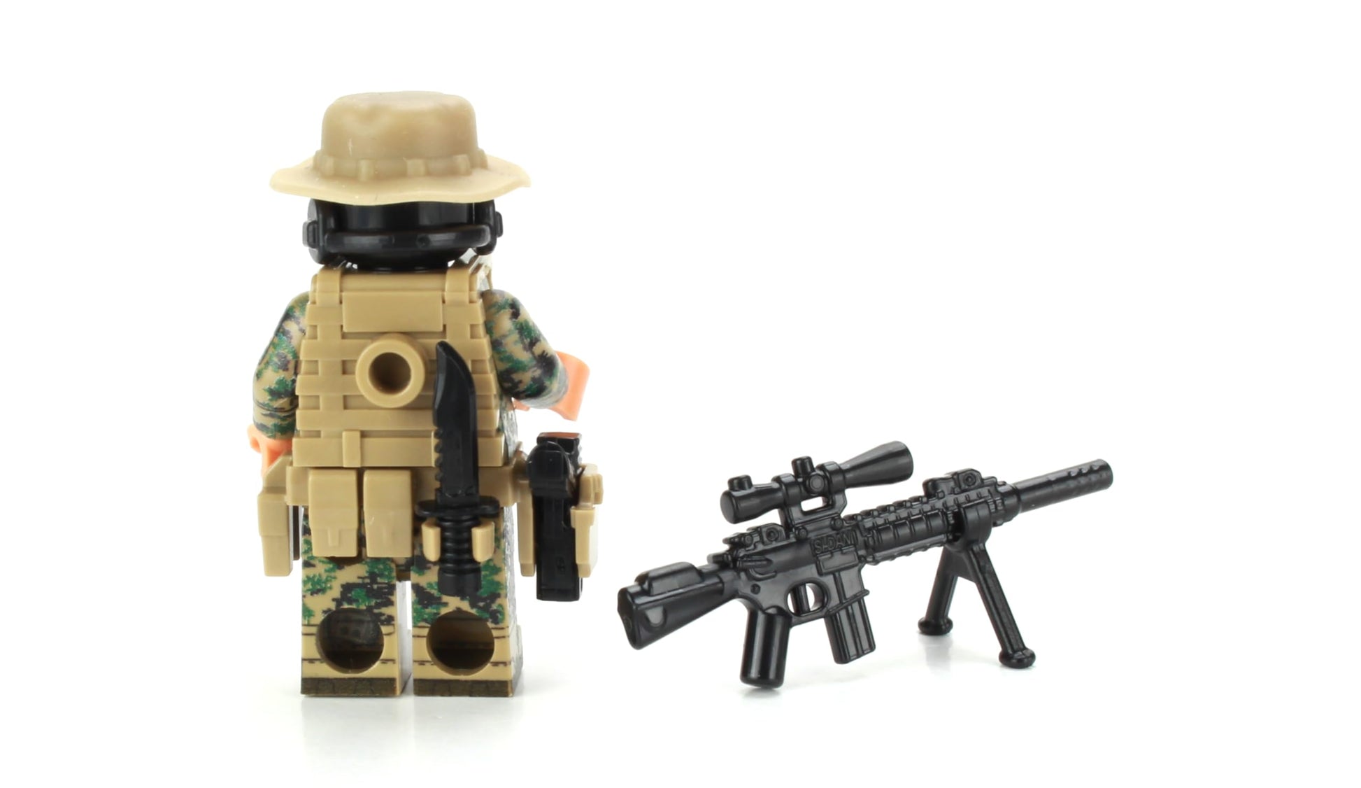 Battle Brick 1.6 Inches Tall Marine Force Recon Sniper Custom Minifigure | Collectible Genuine Military Minifig | Printed Camo | Gear Made in the USA