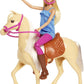 Barbie Doll, Blonde, Wearing Riding Outfit with Helmet, and Light Brown Horse with Soft White Mane and Tail, Gift for 3 to 7 Year Olds (Amazon
