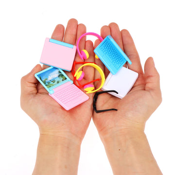 30 Pcs Doll Dollhouse Accessories 1/12 Scale Dollhouse Phone Laptop Computer Headset Glasses Miniature Simulator Accessories Mini Scene Simulation