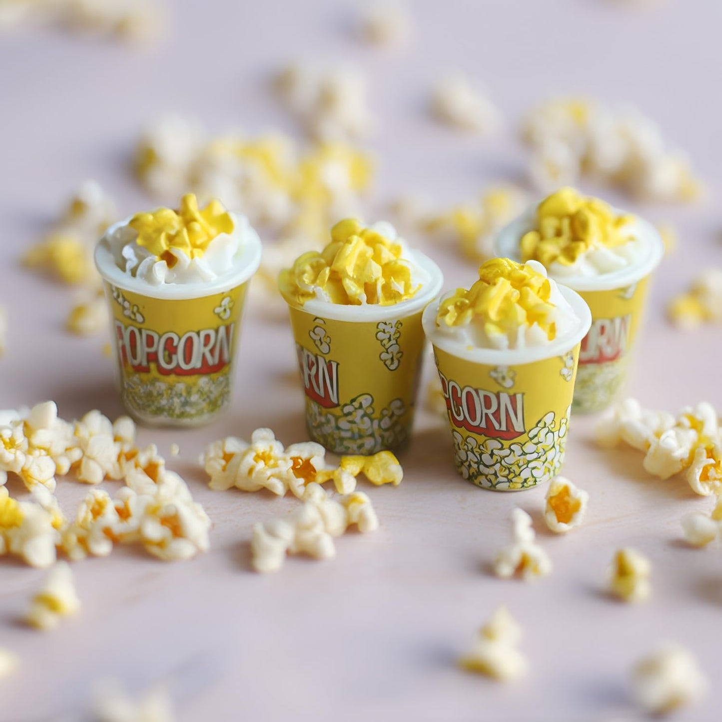 Realistic Miniature Popcorn Buckets: 10pcs, Resin Food Prop for Dollhouse Kitchen & Movie Scenes