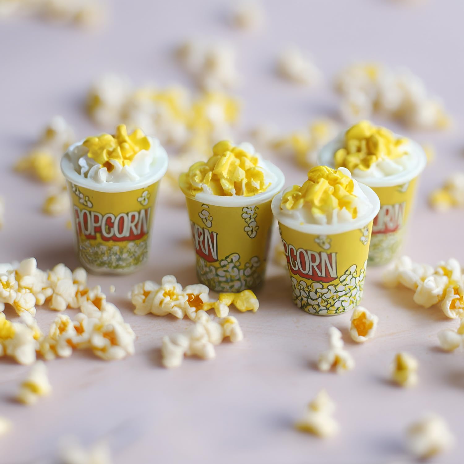 Realistic Miniature Popcorn Buckets: 10pcs, Resin Food Prop for Dollhouse Kitchen & Movie Scenes