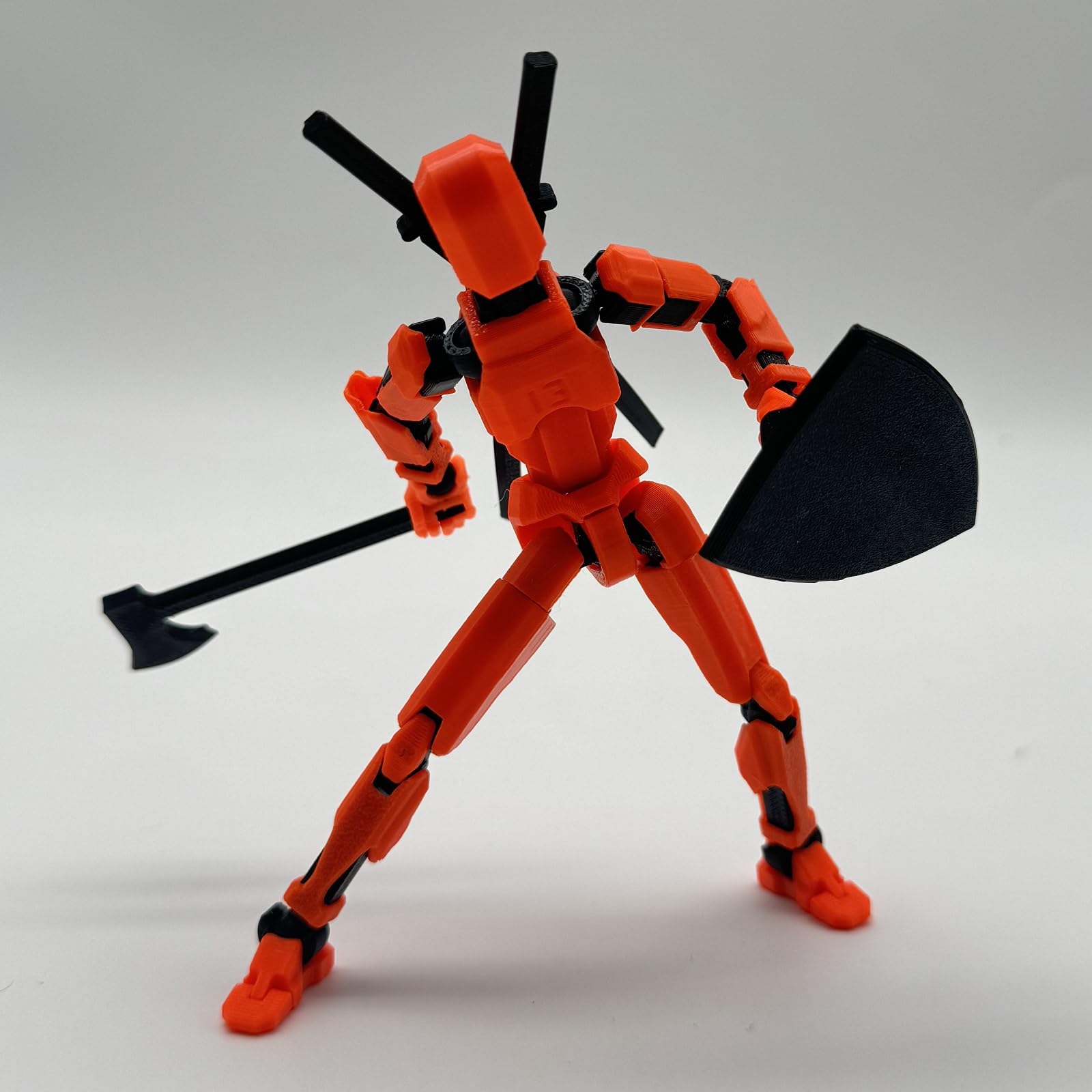 QAONIE (Assembly Completed) 3D Printed Figure 5.54-inch Dummy13 with Weapon Expansion Set, Full Body Mechanical Movable Toy, Desk Decoration. (Orange)