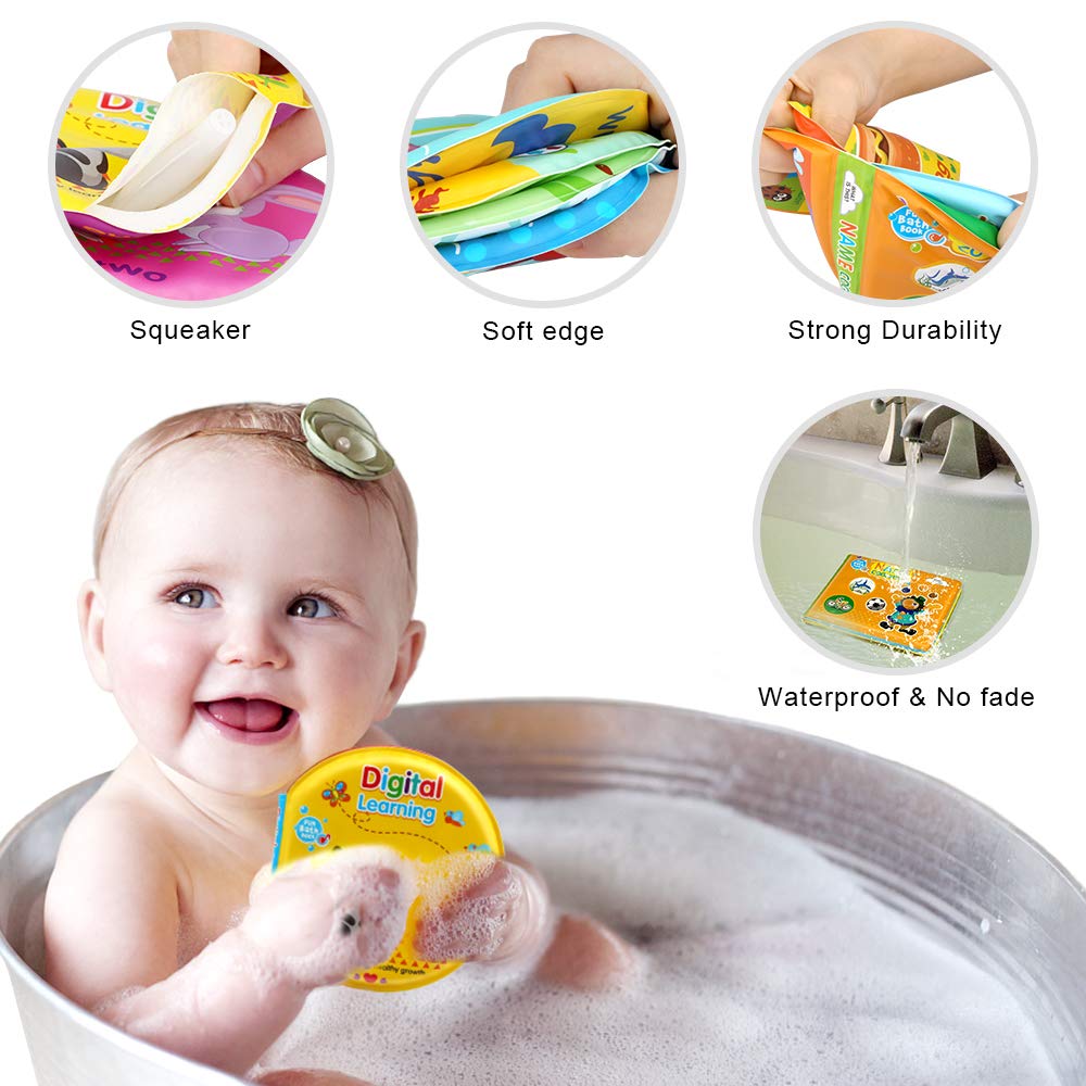 Baby Bath Toys, Nontoxic Bath Books for Babies Bath Time, Bathtub Toys for Toddlers 6 to 12 18 Months, Soft Educational Bath Toys for 1-3 Year Old