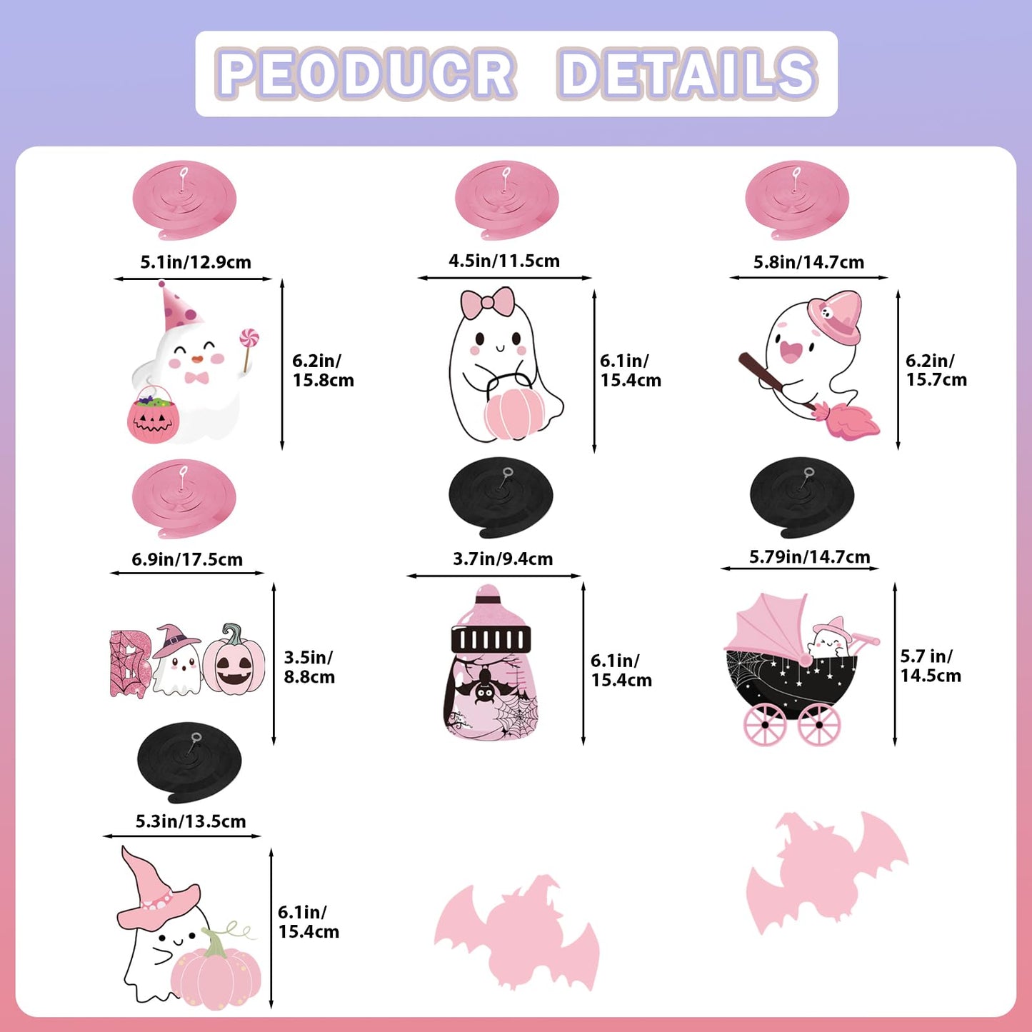 Yavxzvbw A Little Boo Is Almost Due Banner & Decorations - Pink & Black Halloween Baby Shower Party Pack