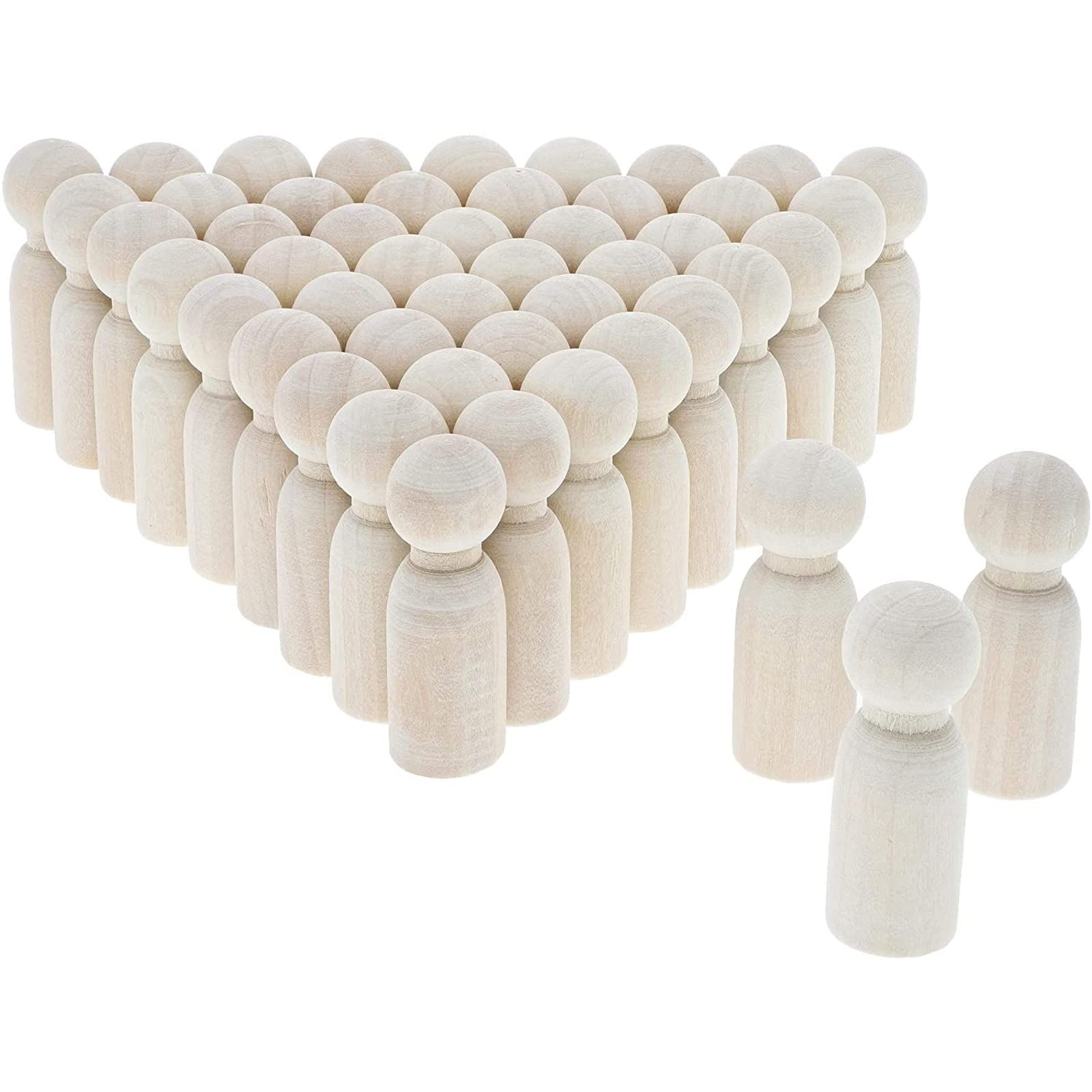 Bright Creations Peg People Kit - 1.77 in Height x 0.6 in Diameter, 50 Pack - Unfinished Smooth Wood for Crafts & Custom Painting - for DIY Projects