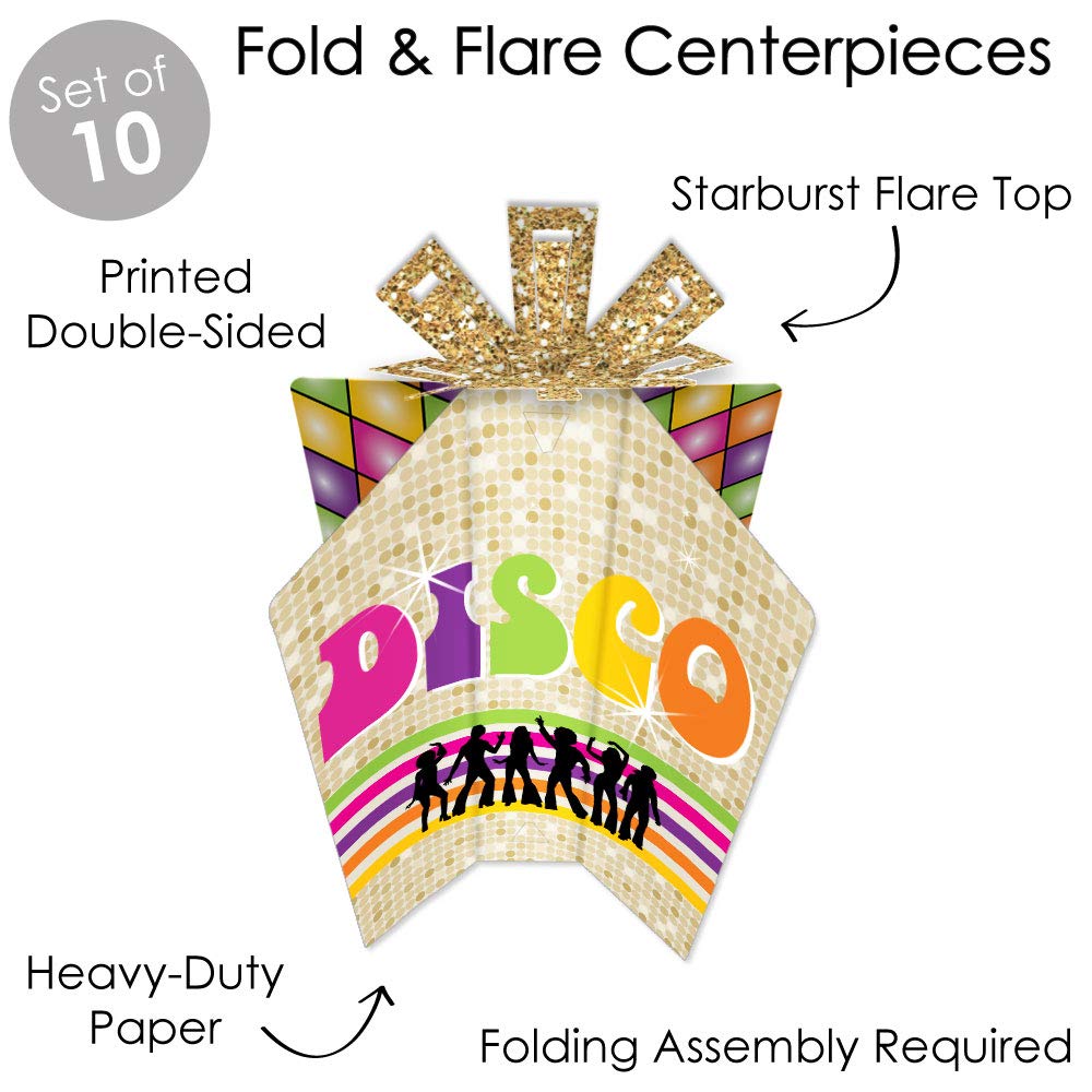 Big Dot of Happiness 70’s Disco - Table Decorations - 1970s Disco Fever Party Fold and Flare Centerpieces - 10 Count