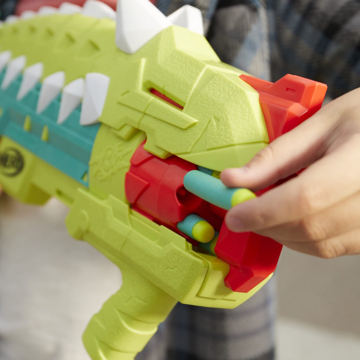 Nerf DinoSquad Armorstrike Dart Blaster, 8-Dart Drum, 16 Nerf Elite Darts, Anklyosaurus Dinosaur Design, Toys for 8 Year Old Boys and Girls and Up