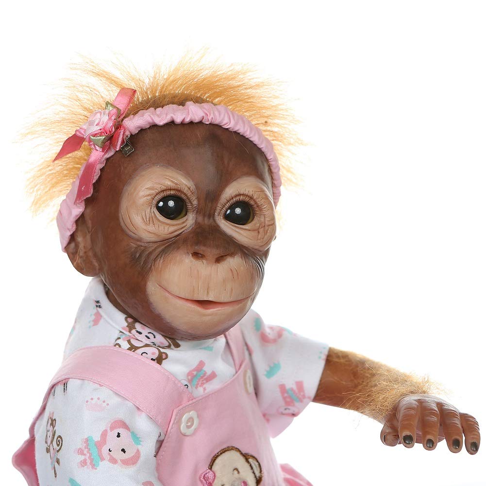 Gaozhi 21" Realistic Monkey Reborn Doll, Detailed Orangutan Newborn, Poseable Baby Ape, Collectible Art