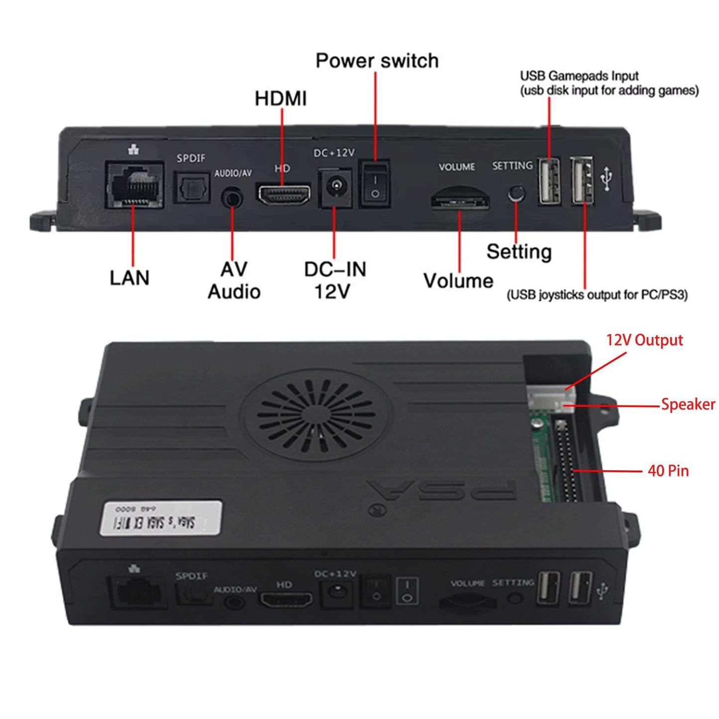 UYXOERA 3D Box SAGA DX Plus 8000 in 1 System Arcade Jamma Board, WlFl Market, Add Games, VGA, HDMI Compatible, High Score Record, 3D HD 1280x720P
