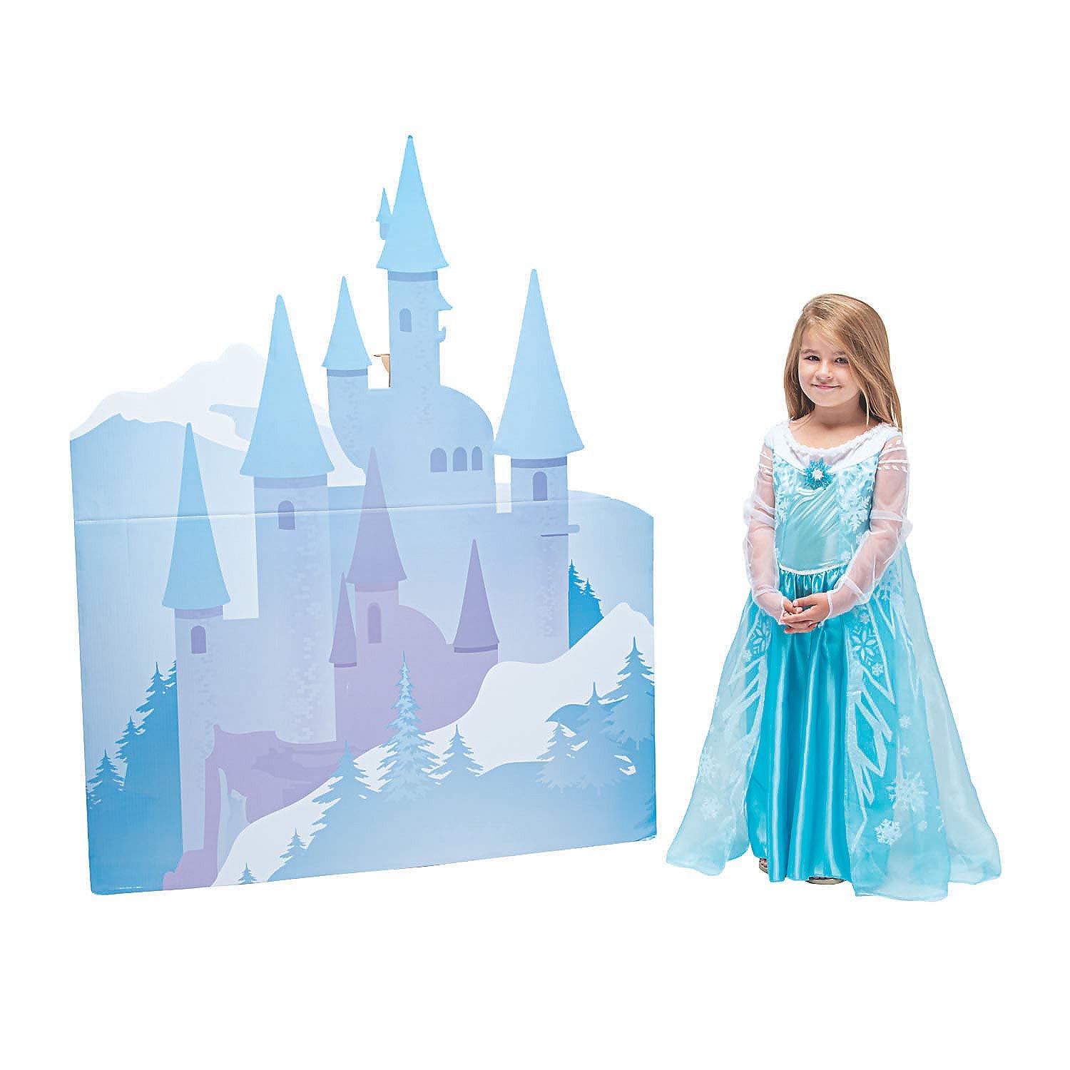Fun Express Winter Princess Castle Cardboard Stand-Up - Frozen Birthday Party Decorations & Photo Booth Backdrop | 44x55 Large Display for Disney