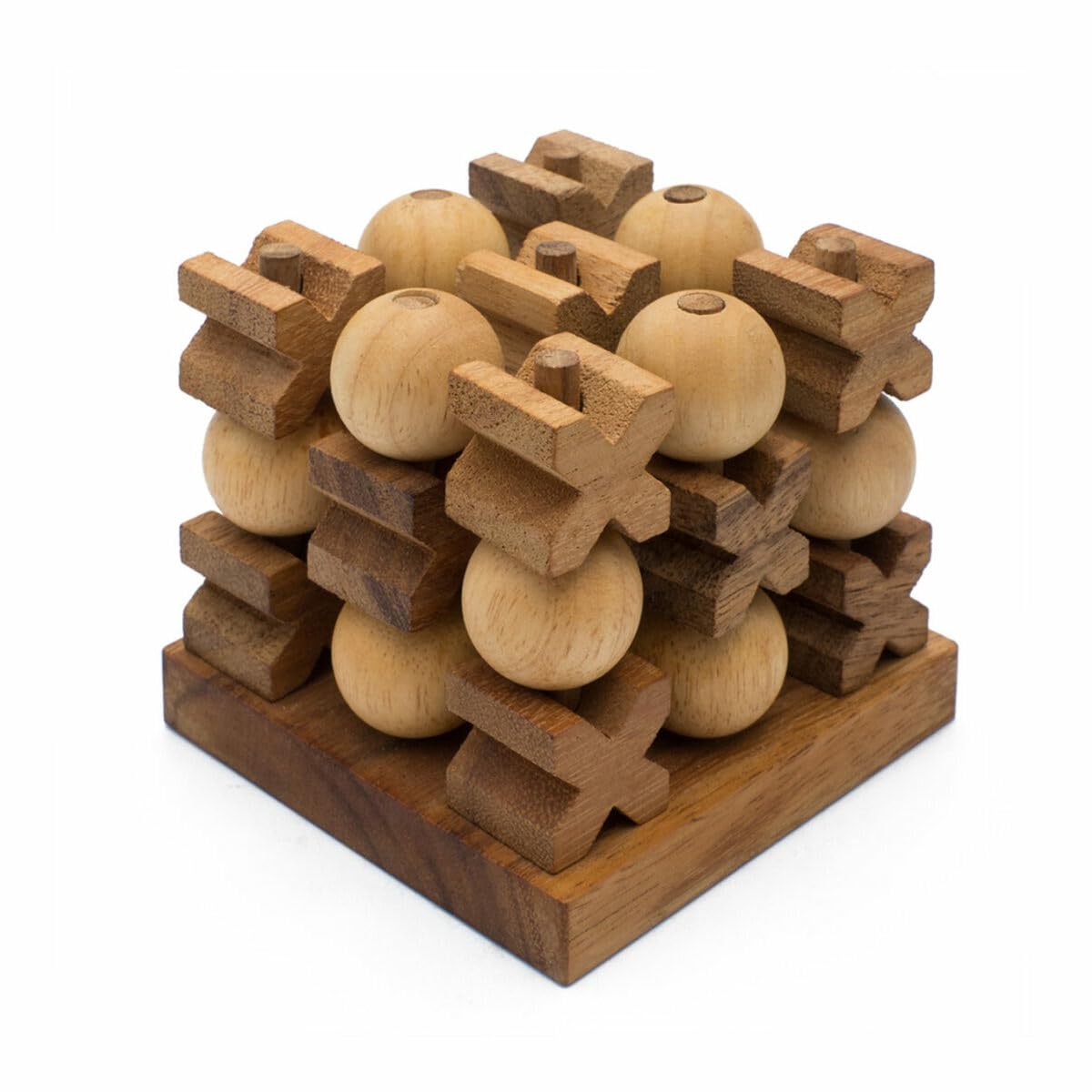 Wooden Tic Tac Toe (XOXO) Game - Handmade 2-Player Strategy Board Game - Travel Size, Rustic Tabletop Decor - Sustainable Wood Gift for Adults