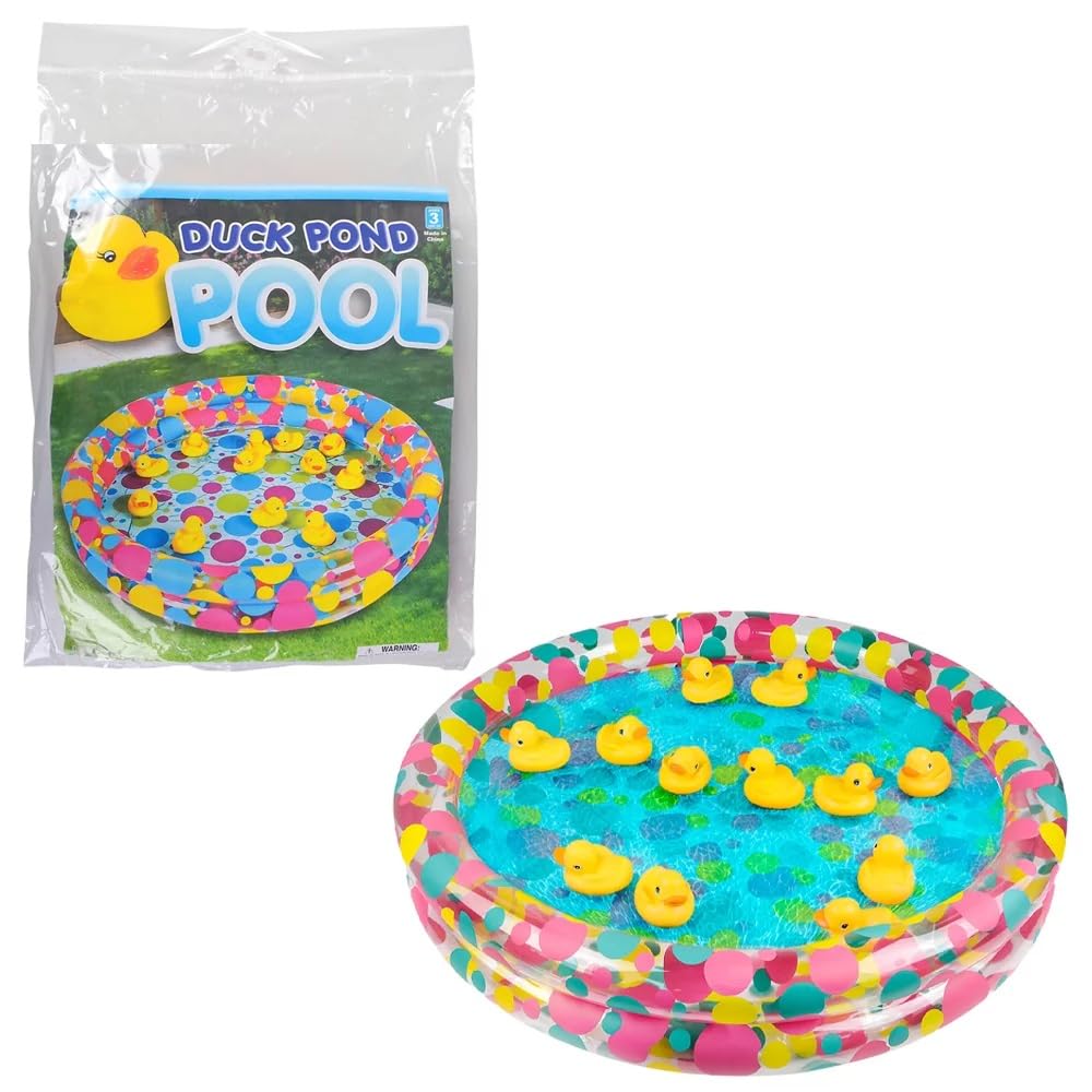 Duck Pond Pool Inflate (3' X 6") Funky Color Inflatable Kiddie Pool Could be Used as Weighted Matching Game Duckies