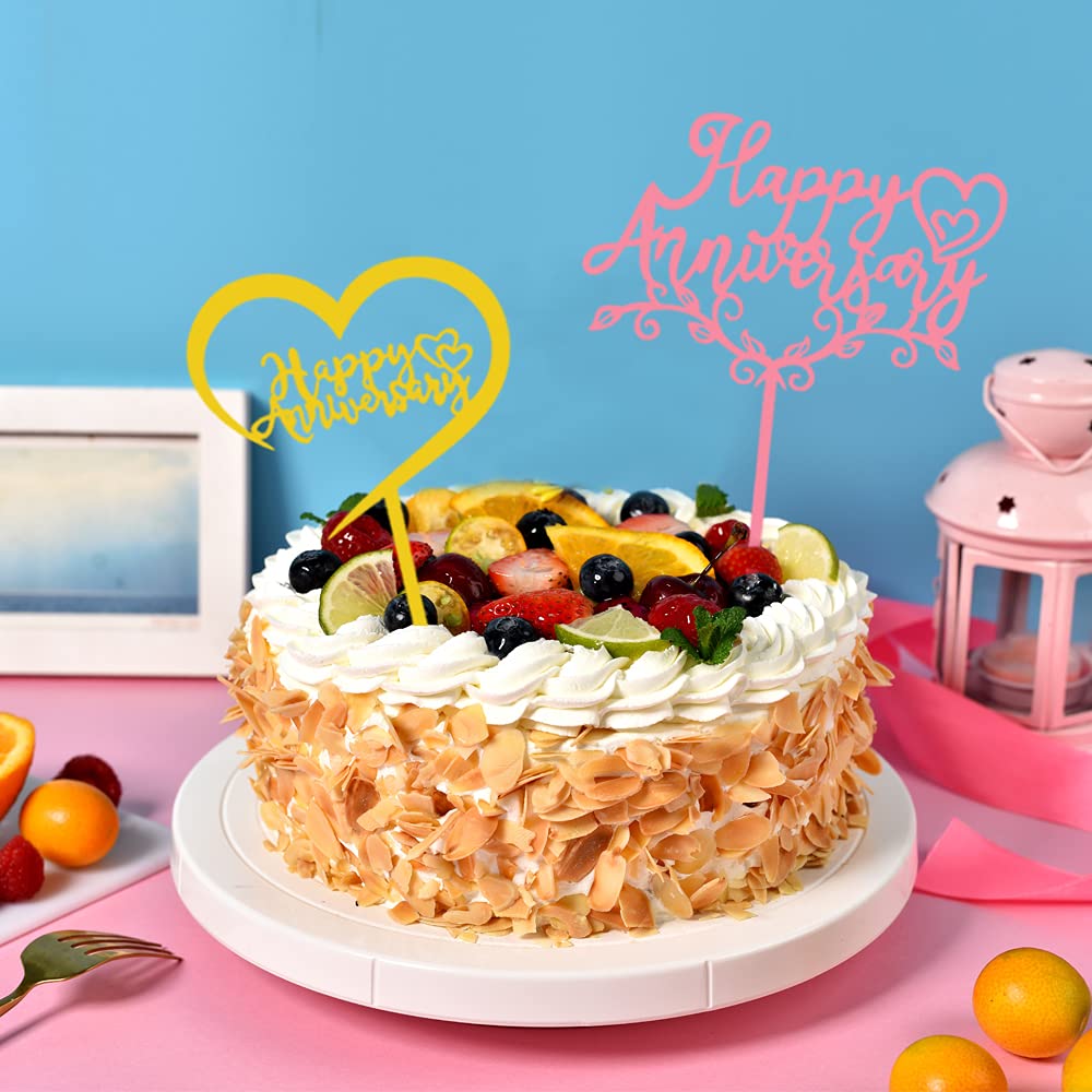 24Pcs Happy Anniversary Cake Topper Multicolour Acrylic Wedding Anniversary Cake Topper for Wedding Retirement Anniversary Celeration Party