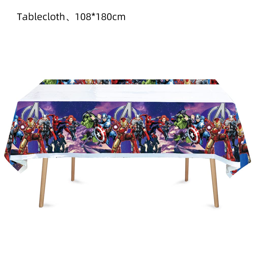 Losede 2pcs Superhero Tablecloth Table Cover, for Superhero Theme Birthday Party Supplies Decorations (70" x 42")