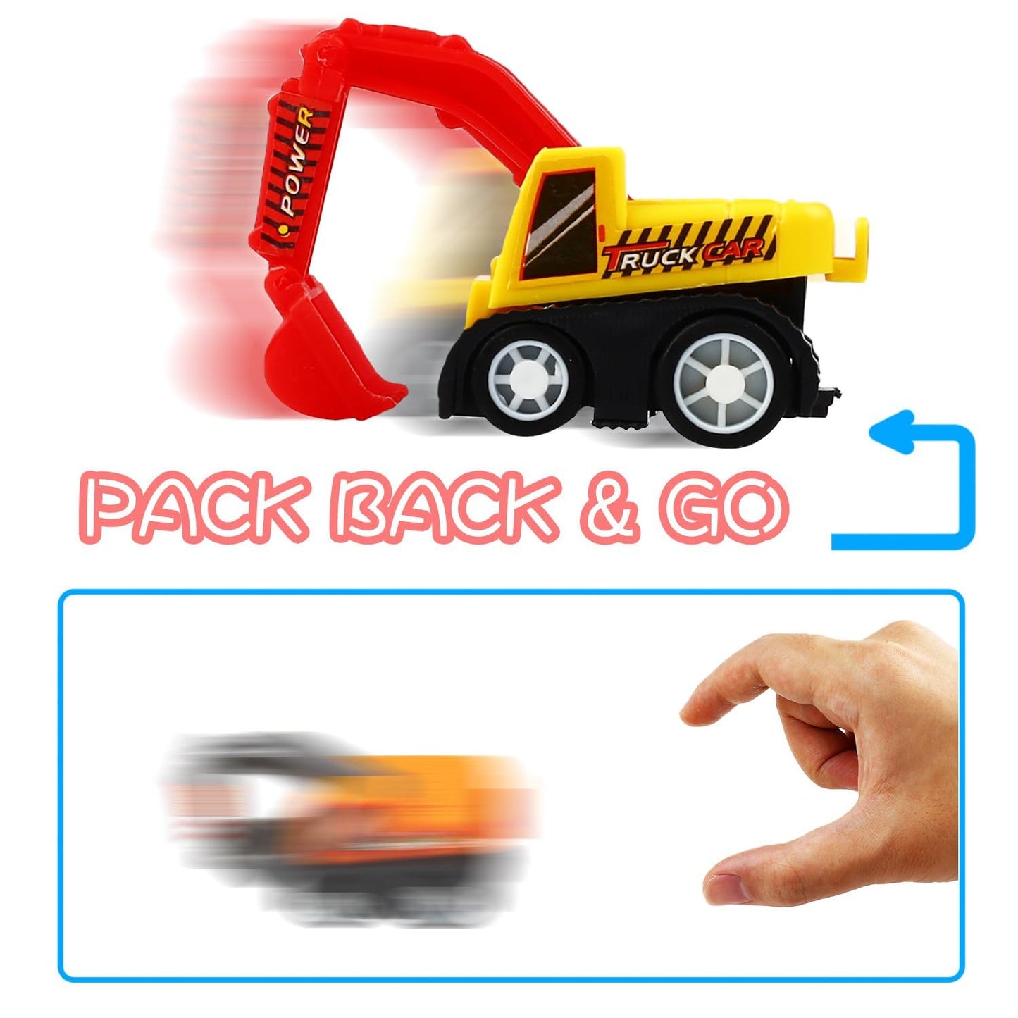 Funcorn Toys Pull Back Car, 12 Pcs Mini Truck Toy Kit Set, Play Construction Engineering Vehicle Educational Preschool for Children Boys Party Favors