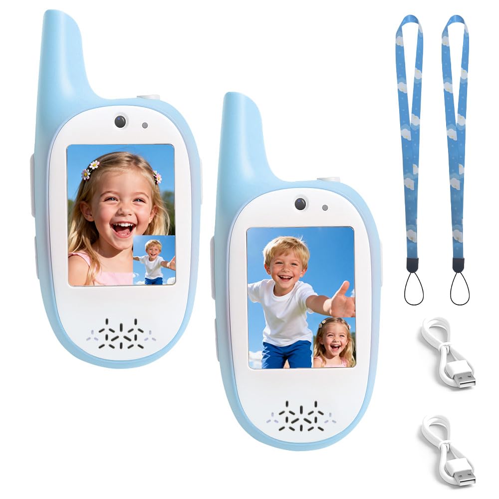 Walkie Talkies for Kids, 2 Pack 720P Video Walkie Talkies for Kids Rechargeable Long Range Video Walkie Talkies, Toys Gifts for Family, Camping
