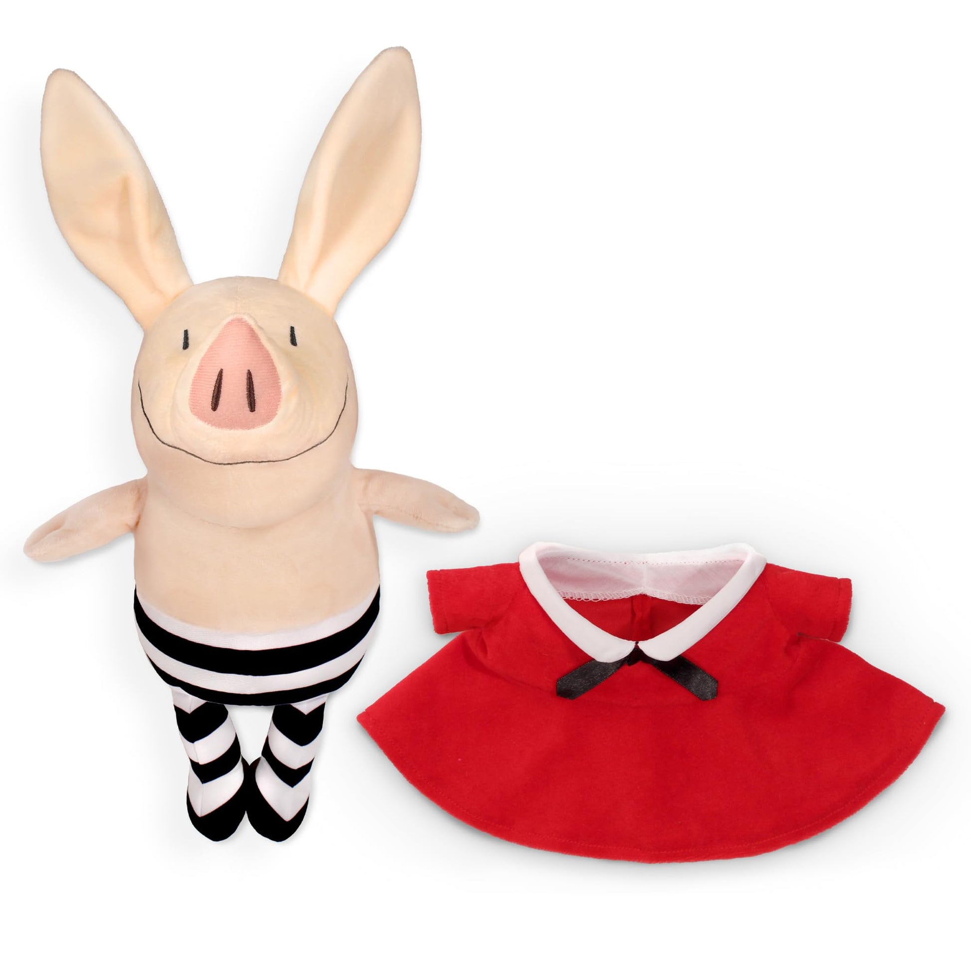 YOTTOY Olivia the Pig Plush Doll - Olivia Stuffed Animal Inspired by the Olivia Books by Ian Falconer, Soft 11 Inch Storybook Pig Plush Toy with Red