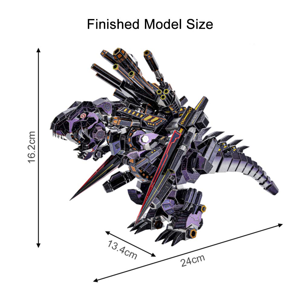 Microworld 3D Metal Model Kits Puzzle, Mechanical Tyrannosaurus Rex Challenge Model Building Kits, Jigsaw Laser Cut Brain Teaser DIY Puzzles