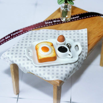 SXFSE Dollhouse Decoration Accessories, 1:12 Dollhouse Miniature Scene Model Breakfast Bread Coffee Egg Set (Egg Bread, 53 x 33 mm)