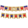 USA Patriotic Cardstock Banner Decorations, Rustic Pre-Strung Hanging Garland Sign for 4th of July, Memorial Day, Veterans Day, Independence Day,