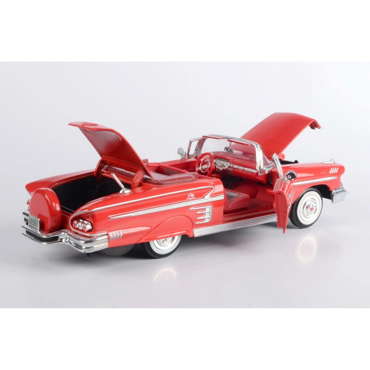 Motor Max 1:24 W/B American Classics 1958 Chevrolet Impala Convertible Diecast Vehicle for unisex-children, Red