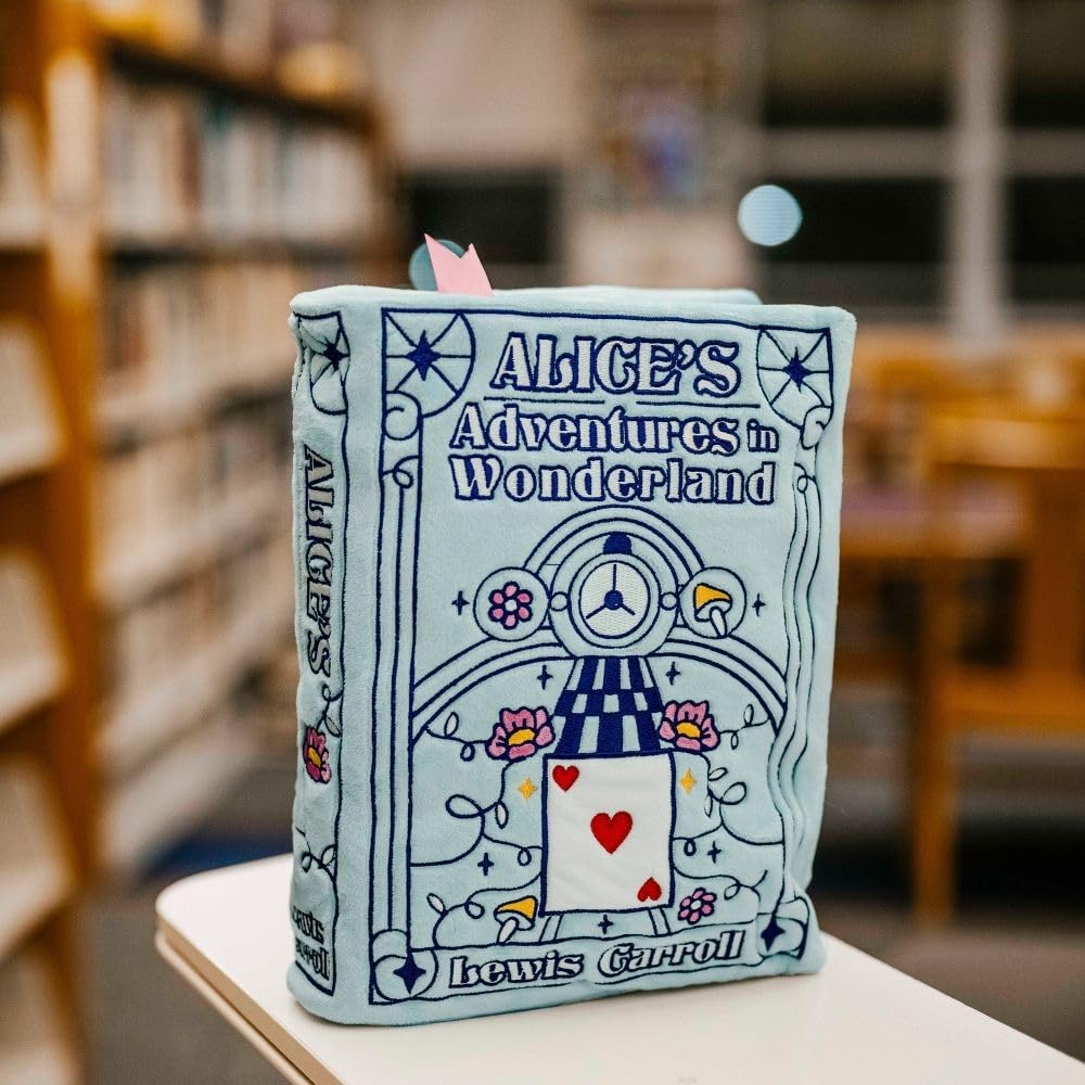 Punchkins Alice in Wonderland Book Plush, Soft Collectible Gift for Book Lovers, Readers, Teachers, Bookworms- Literary Decor for Library, Office, or