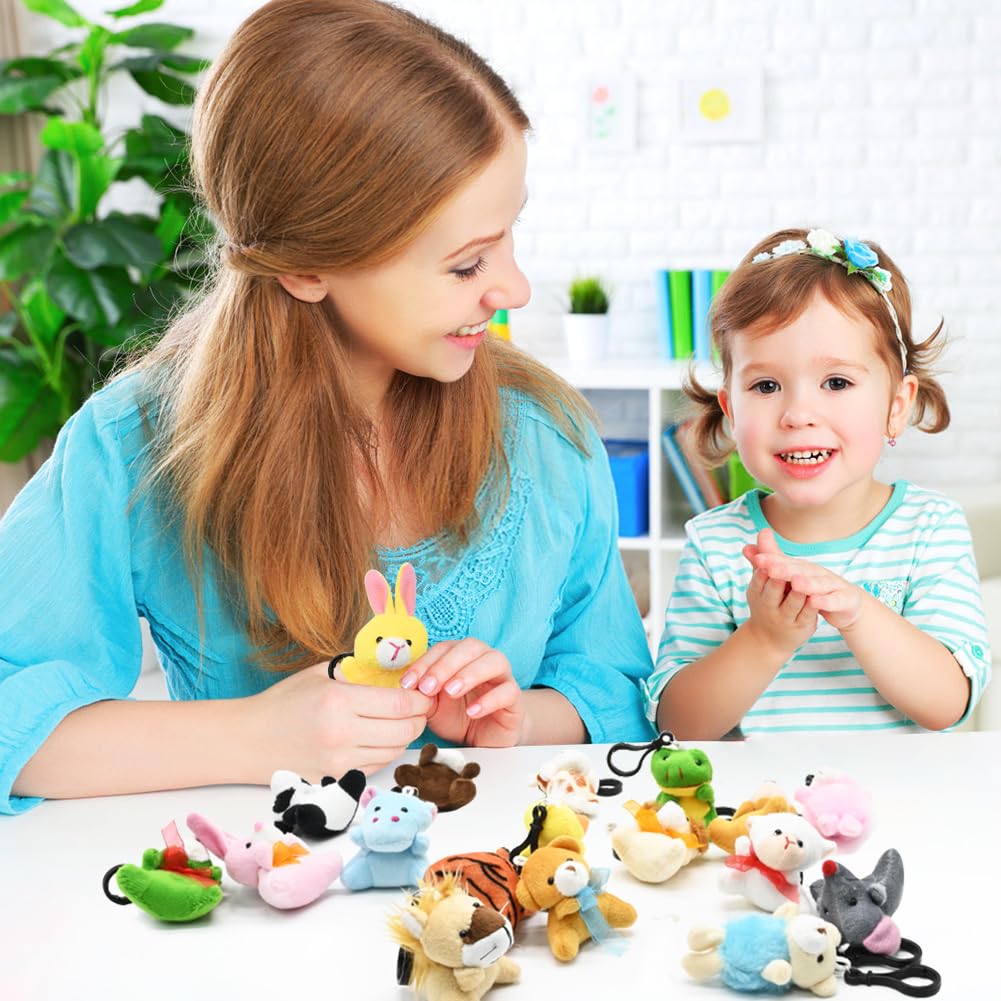 CAMIRUS 24Packs Mini Stuffed Animals Plush Keychain, Cute Small Tiny Stuffed Keychain Animal Plush Toys for Kids Valentines Easter Themed Parties
