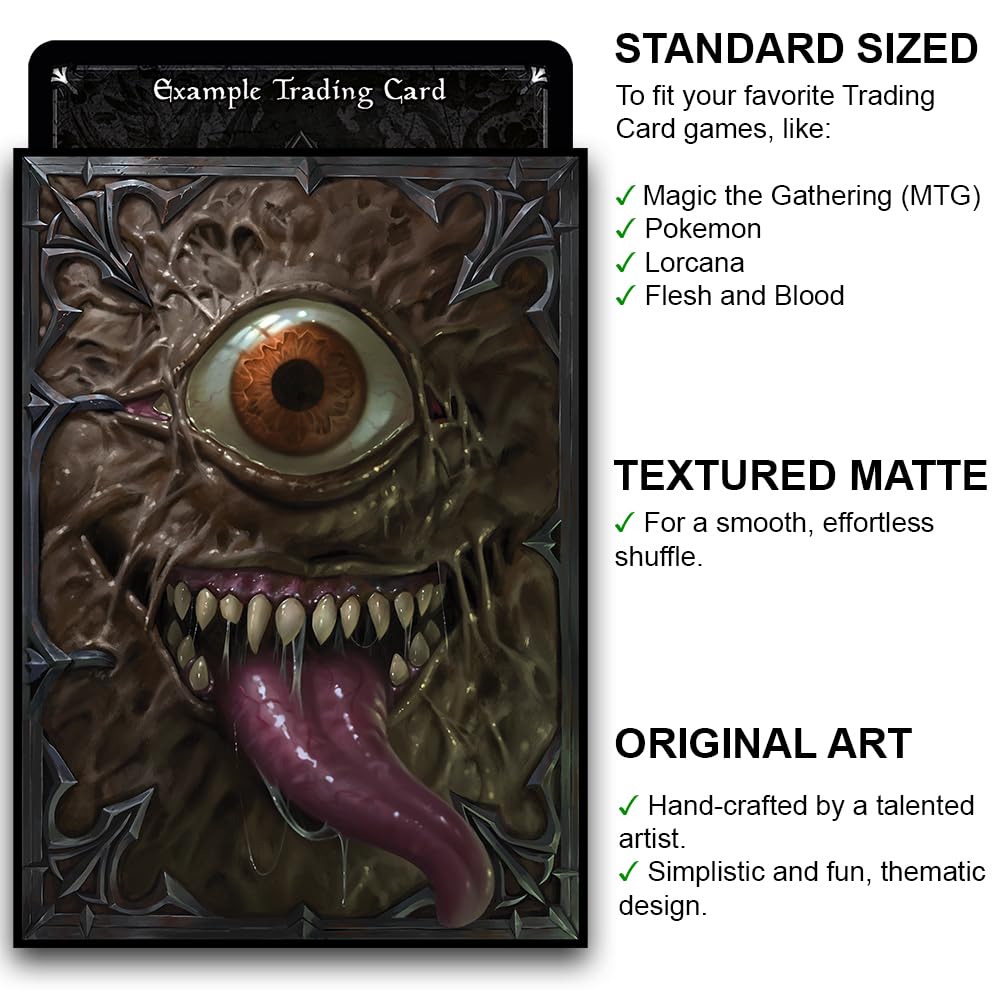 Fantasy North - Book of Fiends - Spell Book Series I - 100 Textured Matte TCG Card Sleeves - Fits Magic MTG Commander Pokemon and Other Card Games