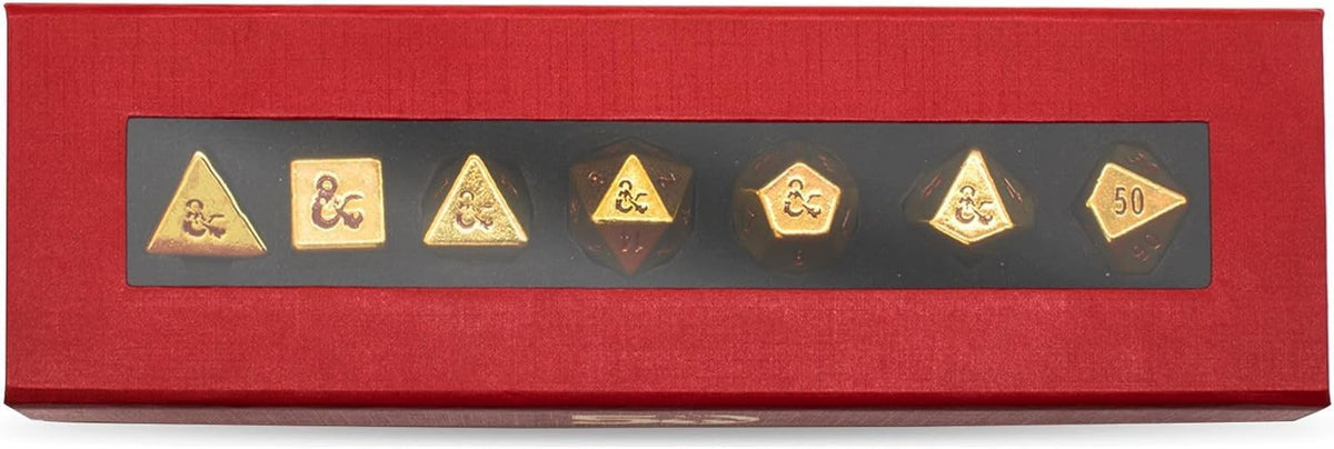 Ultra PRO - 50th Anniversary Heavy Metal 7 RPG Dice Set for Dungeons & Dragons, Premium Tabletop Gaming Accessories, Roleplaying Set, Collectible RPG
