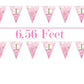 Oojami 3 Pack Light Pink Disposable Tablecloths 54 x 108 in with Pennant Banner, Plastic Rectangular Table Cover for 1st Birthday Girl, Party