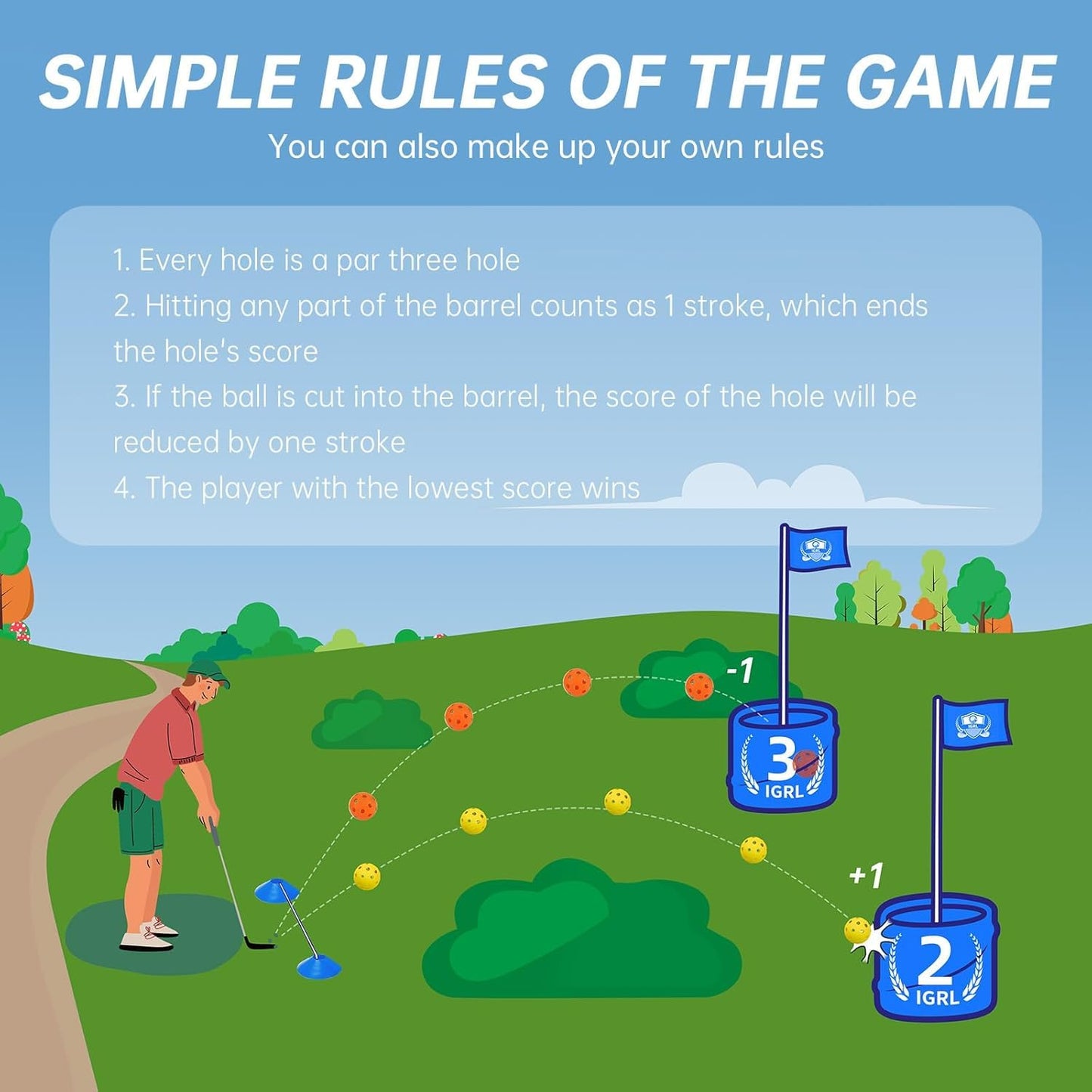 IGRL Golf Yard Game - 6 Holes Backyard Golf Games for Adults, Golf Chipping Game Set with Balls, Carry Bag, Flag & Obstacles, Outdoor Indoor Golf