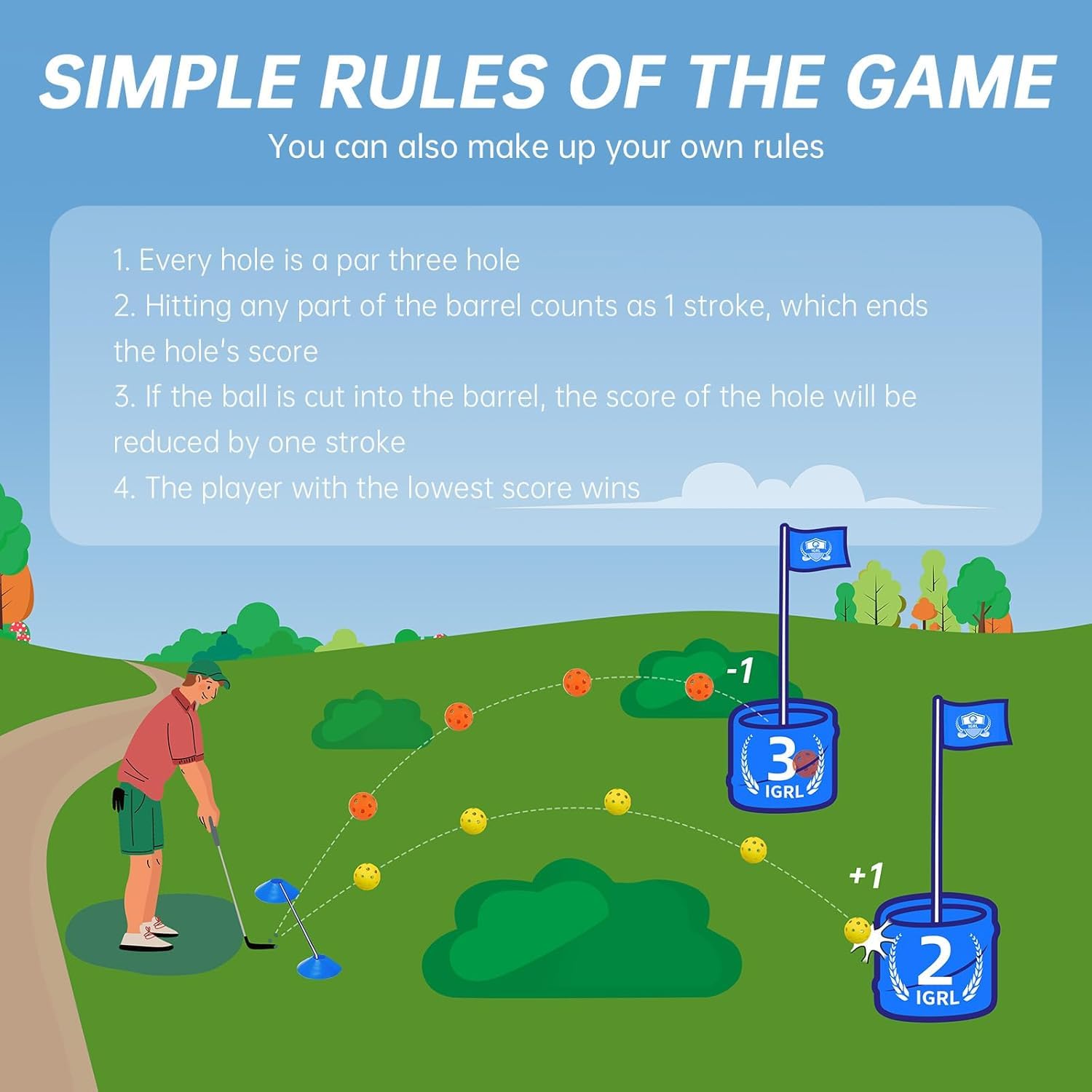 IGRL Golf Yard Game - 6 Holes Backyard Golf Games for Adults, Golf Chipping Game Set with Balls, Carry Bag, Flag & Obstacles, Outdoor Indoor Golf